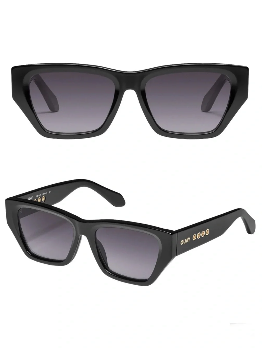 QUAY Australia NEW No Apologies Angled Square Sunglasses NEW Black Smoke